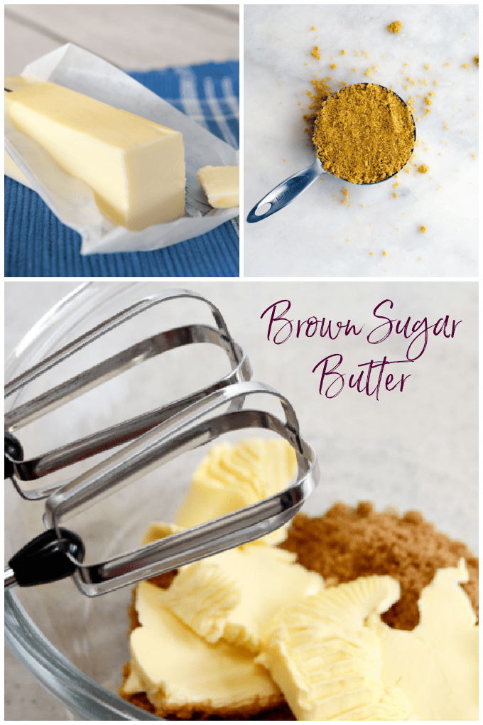 Collage of images showing brown sugar butter.