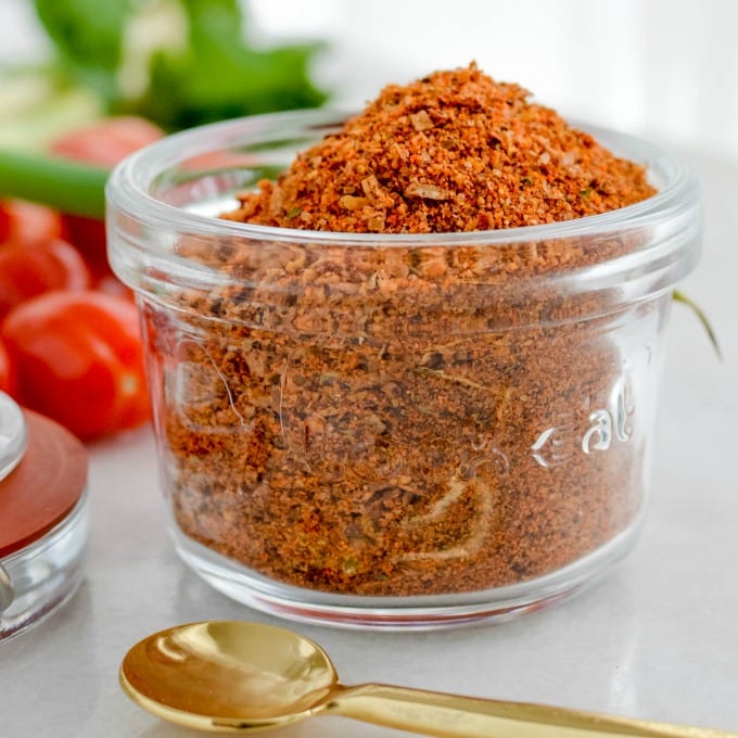 homemade taco seasoning mix in glass jar