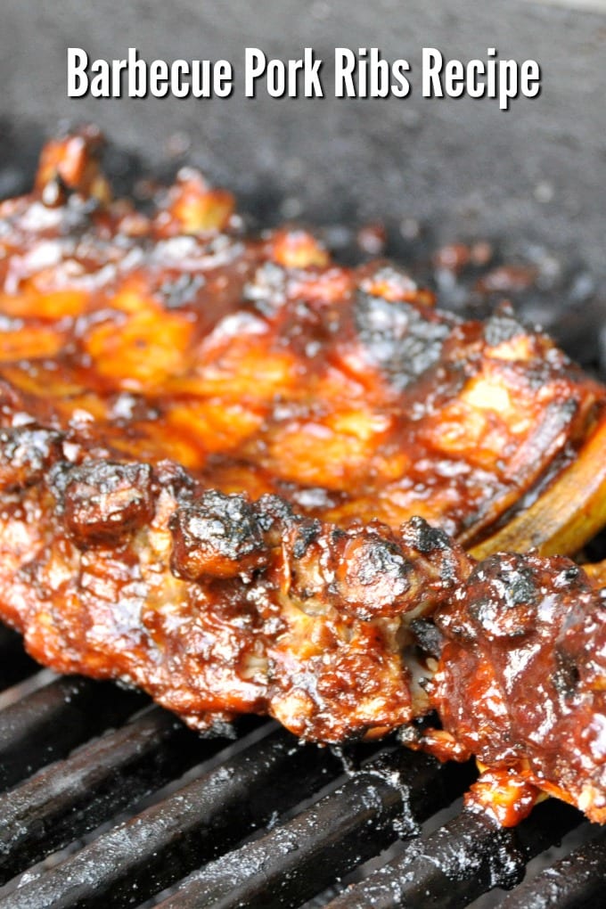 a rack of Barbecue Pork Ribs on a grill