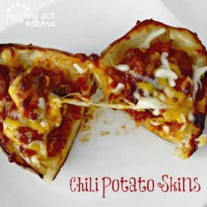 Perfect Game Day Chili Potato Skins via Juggling Act Mama