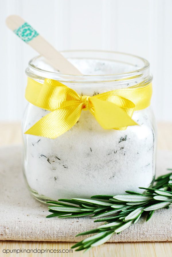 DIY Lemon Rosemary Bath Salts via A Pumpkin & A Princess as seen on Tidy Mom
