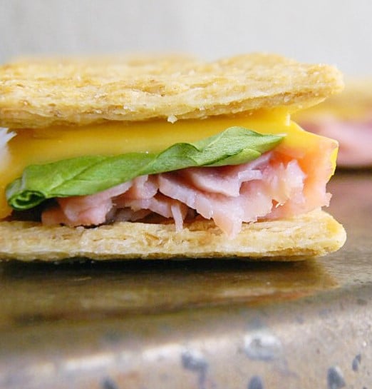 ham and cheese cracker sandwiches.