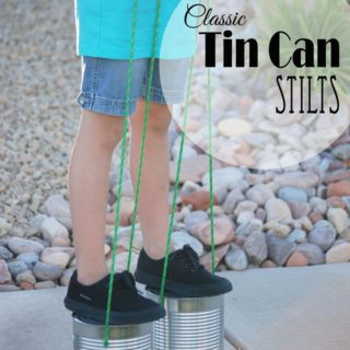Recycle tin cans into a classic toy -- Tin Can Stilts!