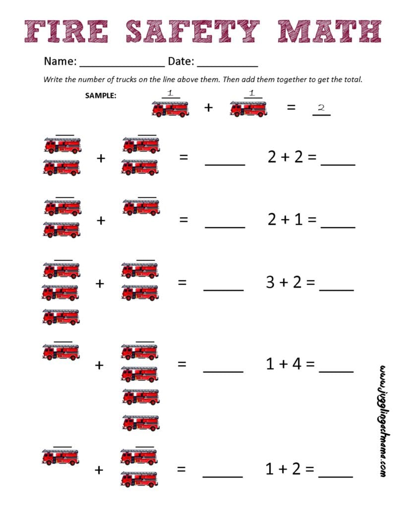 Fire Safety Math Worksheet