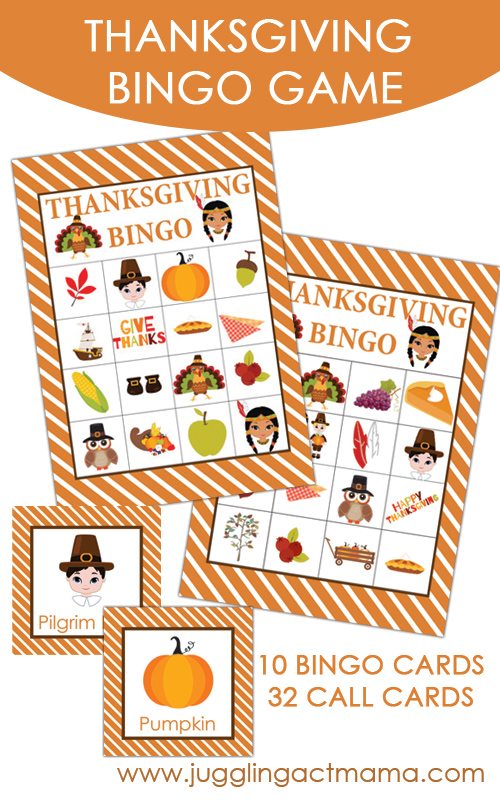 Thanksgiving BINGO Printable collage.