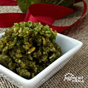 Close up image of fresh, homemade Italian Pesto.