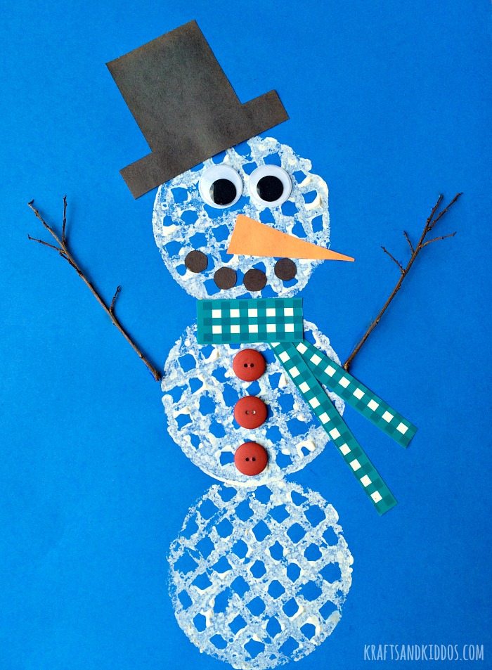 Waffle Snowman craft project for kids