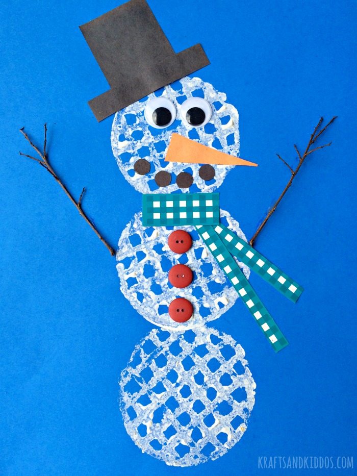 Waffle Snowman craft project for kids