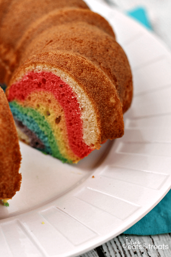 Rainbow Cloud Cake on a plate.