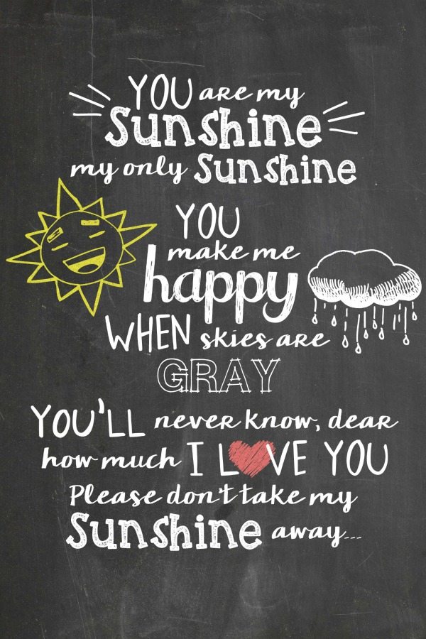 You Are My Sunshine Chalkboard Printable - Juggling Act Mama 