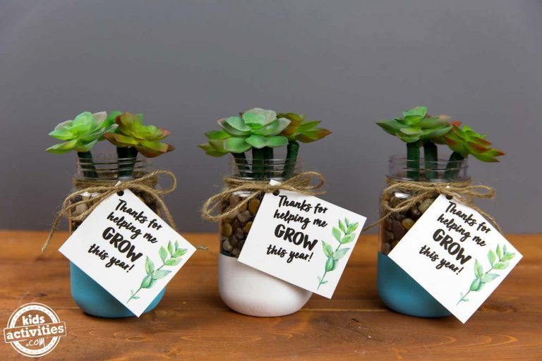 Plant pens in jars for teacher appreciation week.