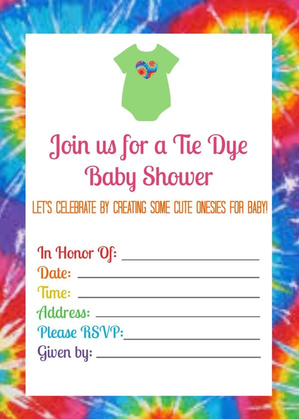 Tie Dye Baby Shower Invitation - free printable from old.jugglingactmama.com