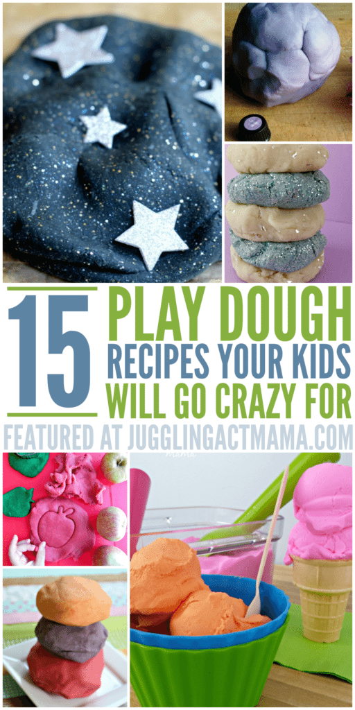 25 Homemade PlayDough Recipes collage image with text overlay.