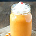 Pumpkin Pie Smoothie for Fall in a mason jar.
