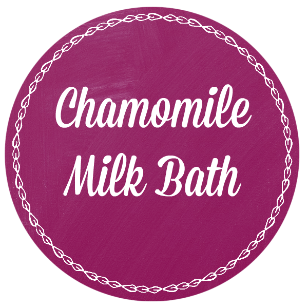 Image of a chamomile milk bath label for a glass jar.