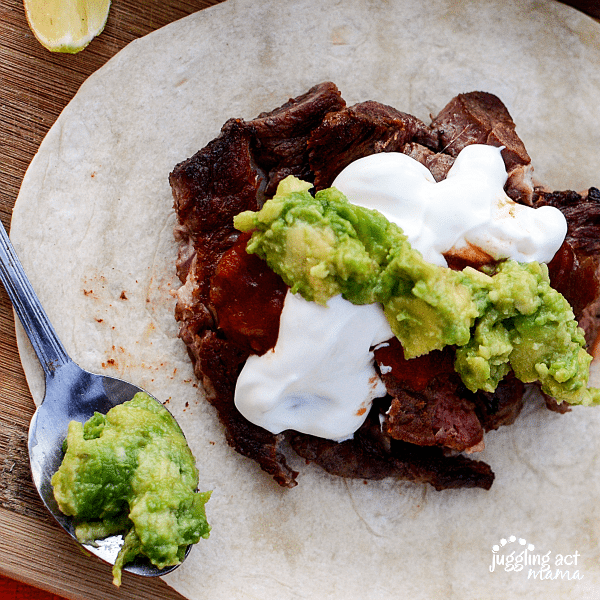Strip Steak Tacos with Guacamole