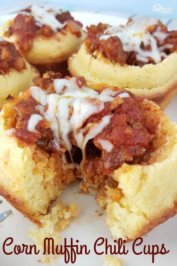 Close up of Corn Muffin Chili Cups.