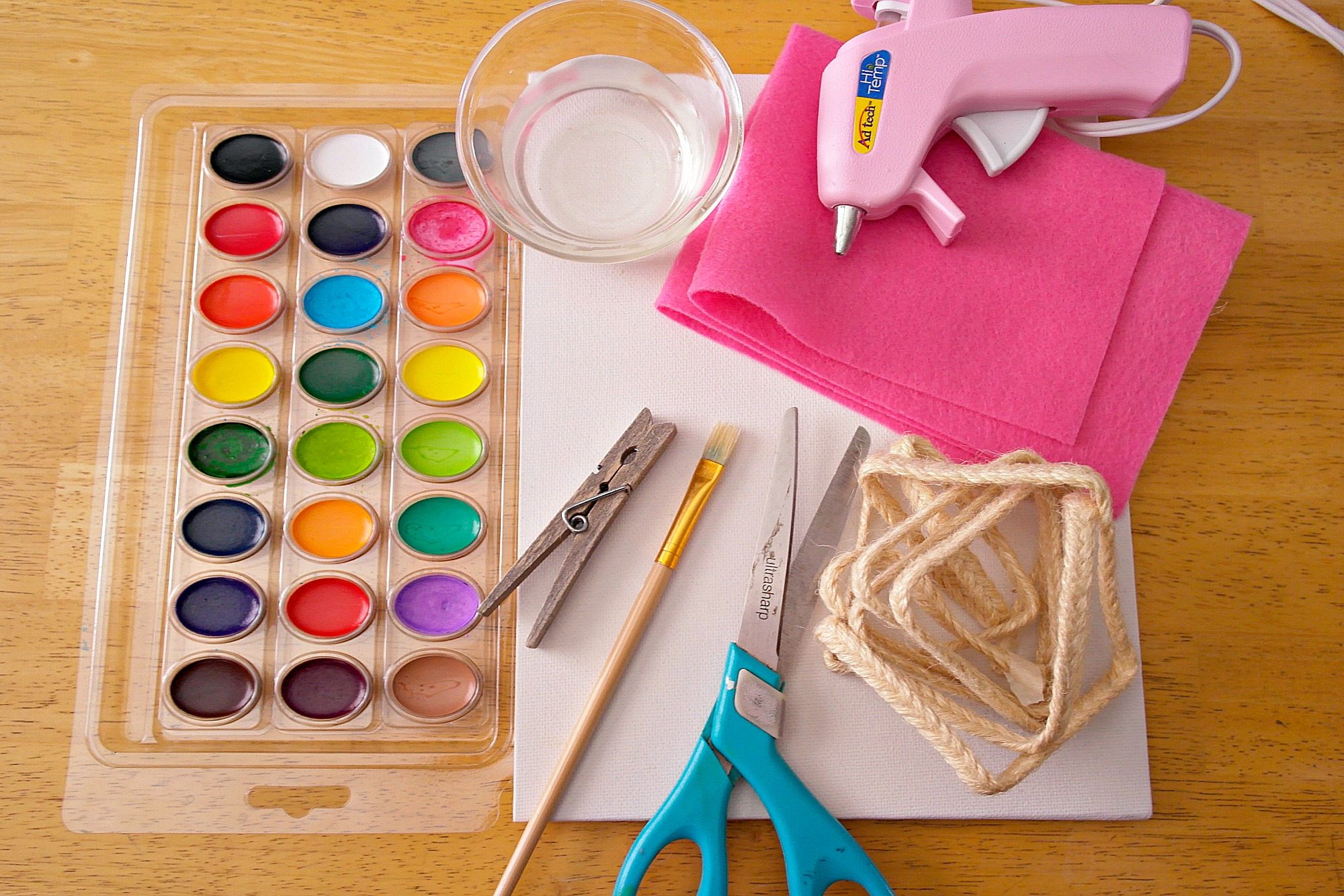 Materials needed for Watercolor Canvas Photo Project