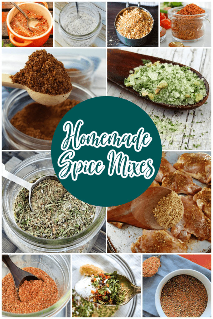Collage image with text that reads Homemade Spice Mixes.