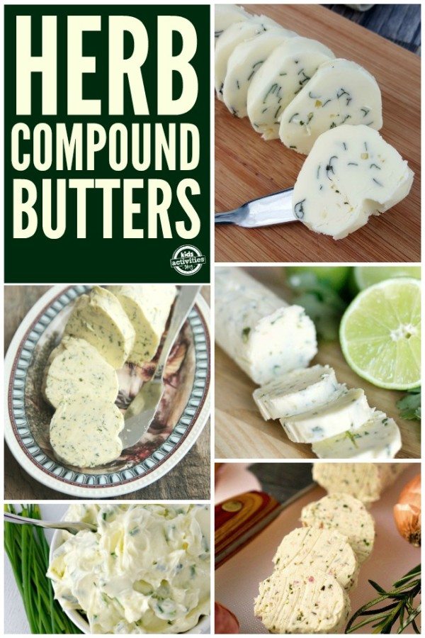 Collage image of Herb Compound Butter Recipes.