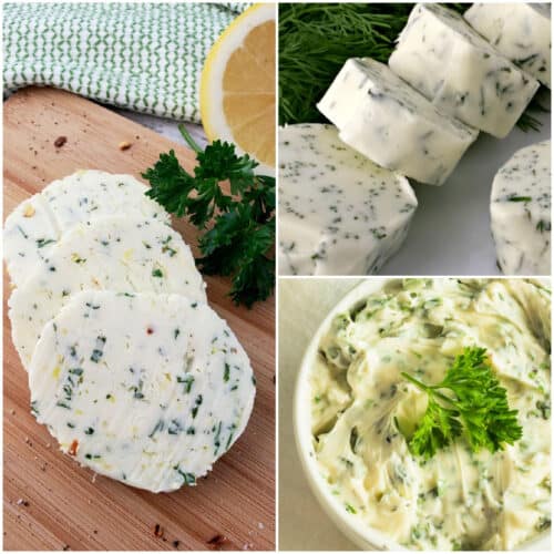 collage image of three compound butter recipes
