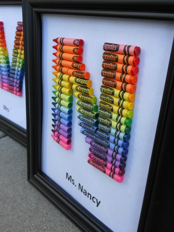 Crayon art teacher appreciation week gift.