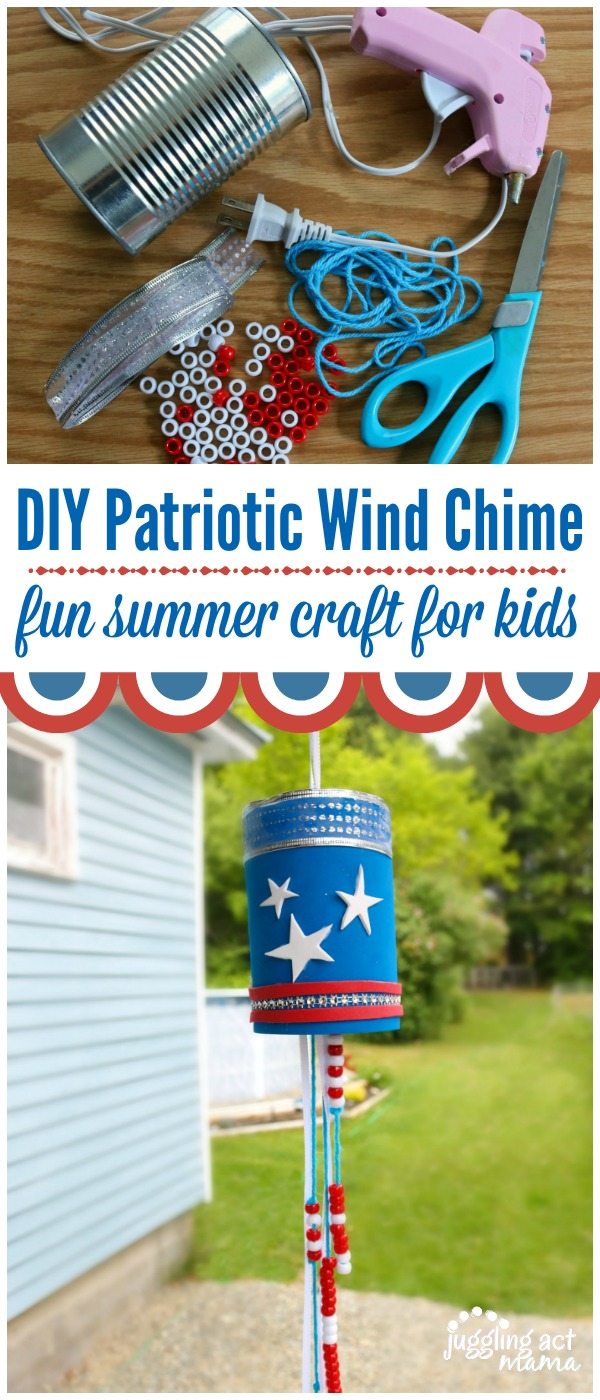 Long pin: DIY Patriotic Wind Chime craft for kids from Juggling Act Mama.
