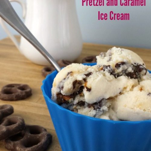 Homemade Chocolate Covered Pretzel and Caramel Ice Cream #sp #OakhurstDairy #SoWorthIt