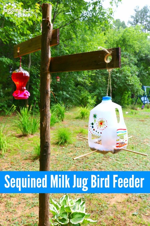 Sequined Milk Jug Bird Feeder