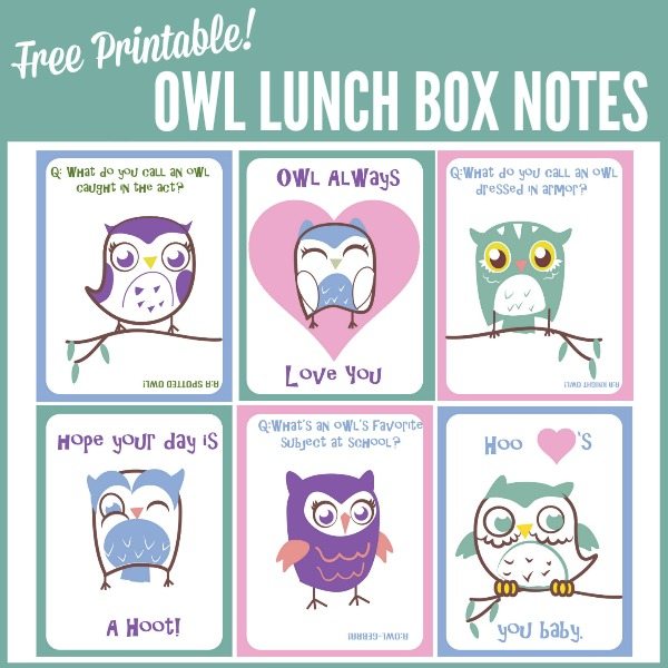 Free Printable Owl Lunch Box Notes are a fun way to add a little extra love to your child's lunch box!