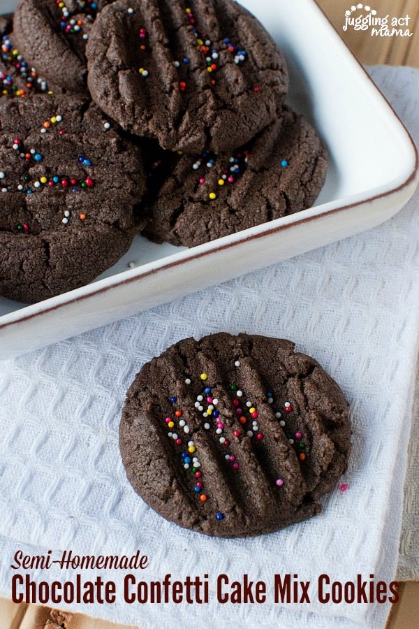 Semi Homemade Chocolate Confetti Cake Mix Cookies