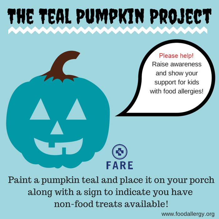 Support the Teal Pumpkin Project graphic with text overlay and FARE logo.