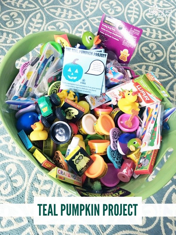 Non-food items are encouraged as part of the Teal Pumpkin Project, to keep keep kids with severe food allergies safe this Halloween!