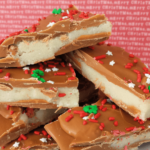 Pieces of Gingerbread Cookie Dough Bark piled on top of each other.