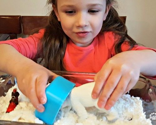 faux snow sensory fun for snow days #boredombuster