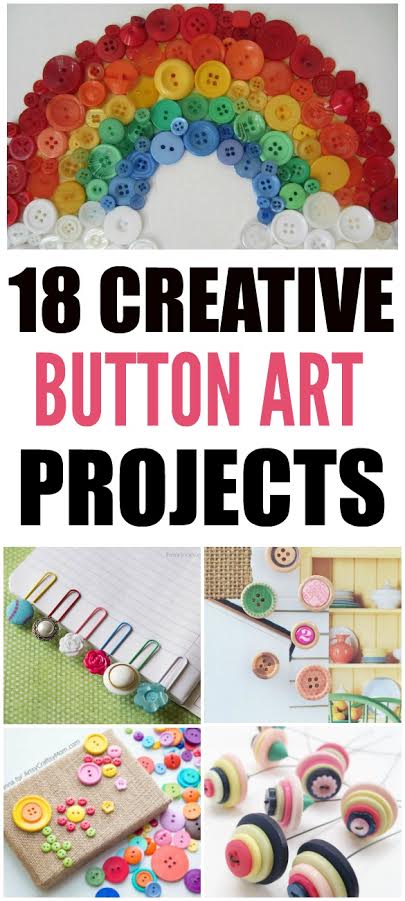Fun Button Crafts for Kids collage with text overlay.