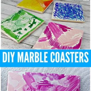 DIY MARBLE COASTERS #DIYgif #HomemadeGifts #SharpieCrafts #JugglingActMama