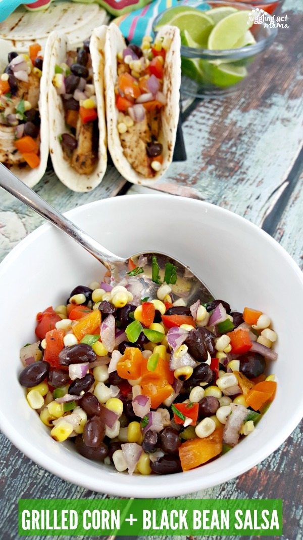 Close up of Black Bean salad in a white bowl.