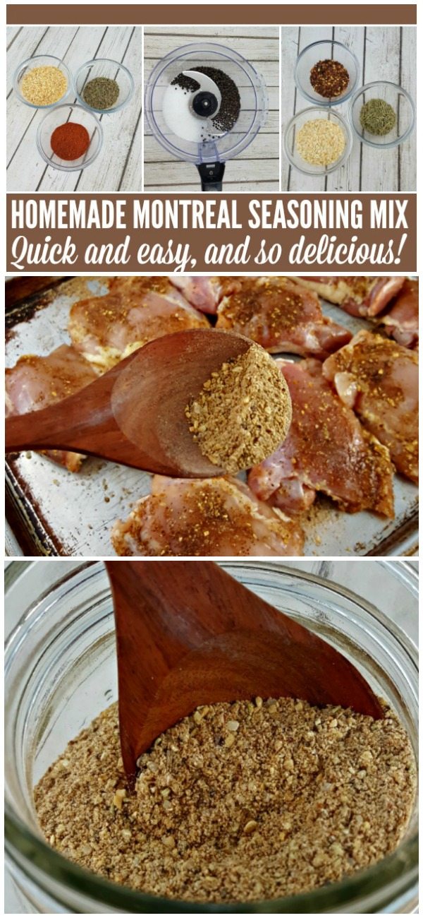 Montreal Chicken Seasoning Mix collage for Pinterest with text overlay.
