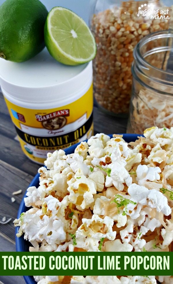 TOASTED COCONUT LIME POPCORN #AD #POPWITHBARLEANS
