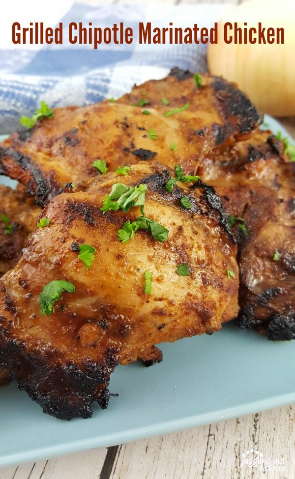 Close up of Grilled Chipotle Marinated Chicken on a plate.