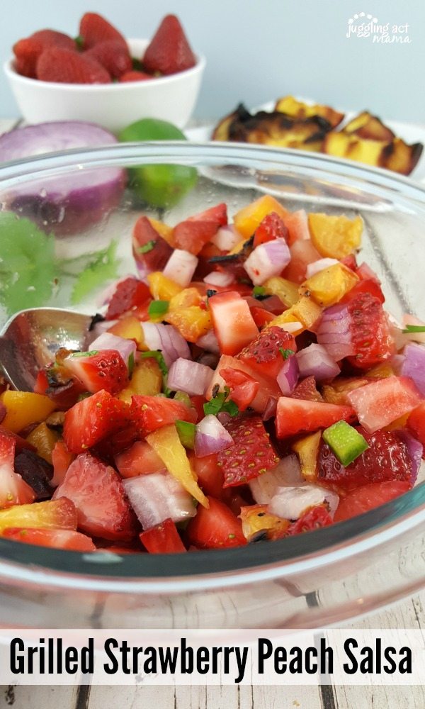 Grilled Strawberry Peach Salsa #ad #Smithfield