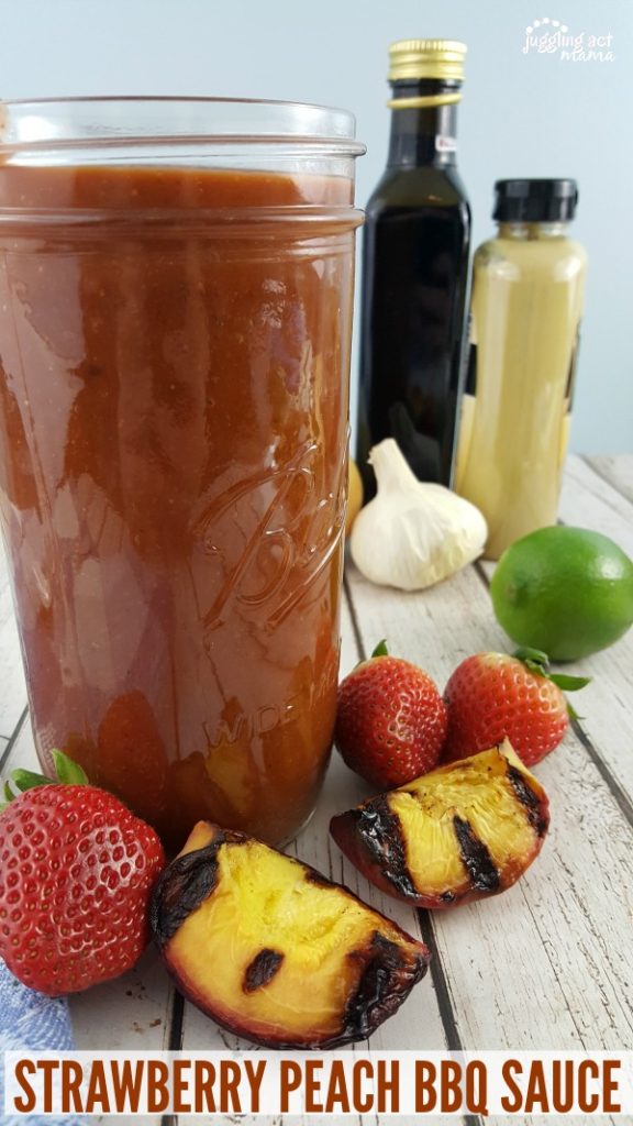 STRAWBERRY PEACH BBQ SAUCE HAS A SMOKY SWEET FLAVOR WITH JUST THE RIGHT AMOUNT OF HEAT