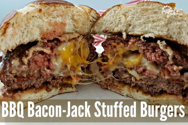 BBQ Bacon-Jack Stuffed Burgers #AD