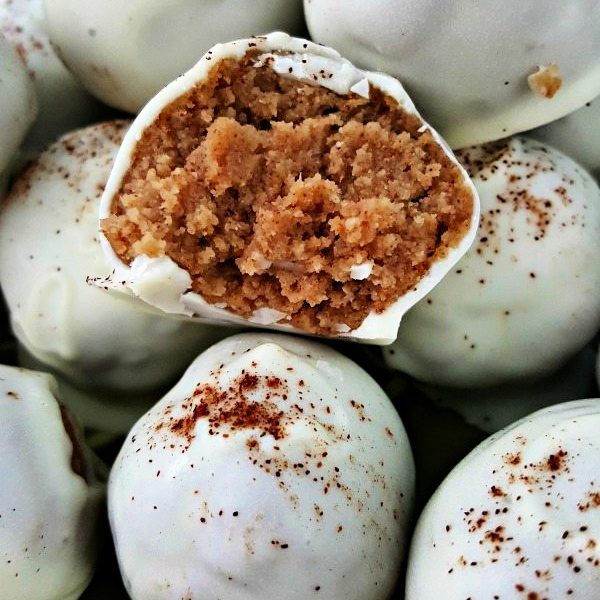 Close up of Pumpkin Cheesecake Truffles.