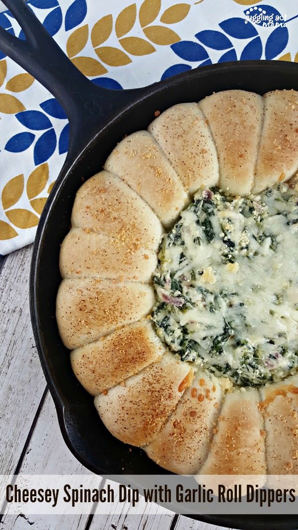 Cheesey Spinach Dip with Garlic Roll Dippers 