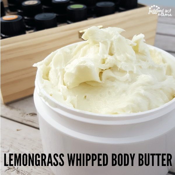 Close up image of Lemongrass Whipped Body Butter in a small container. 