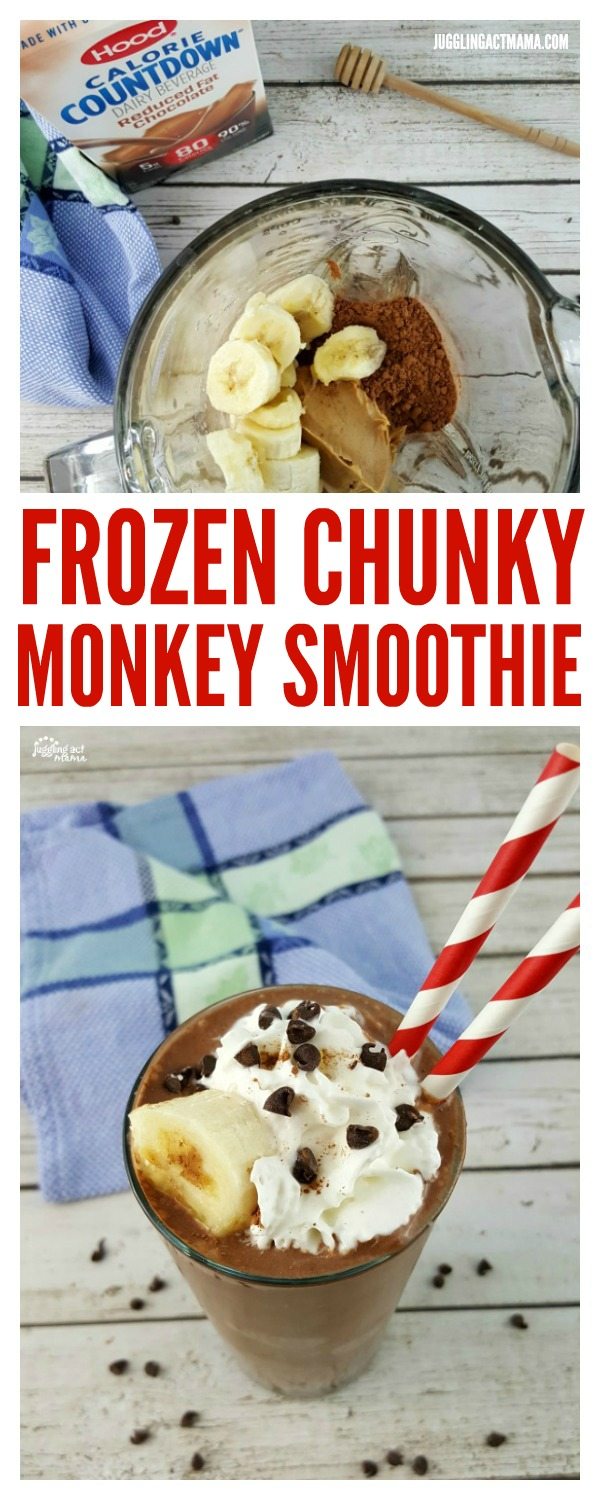 This Frozen Chunky Monkey Smoothie tastes decadent, but it's loaded with healthy ingredients #ad #CalorieCountDown #ic