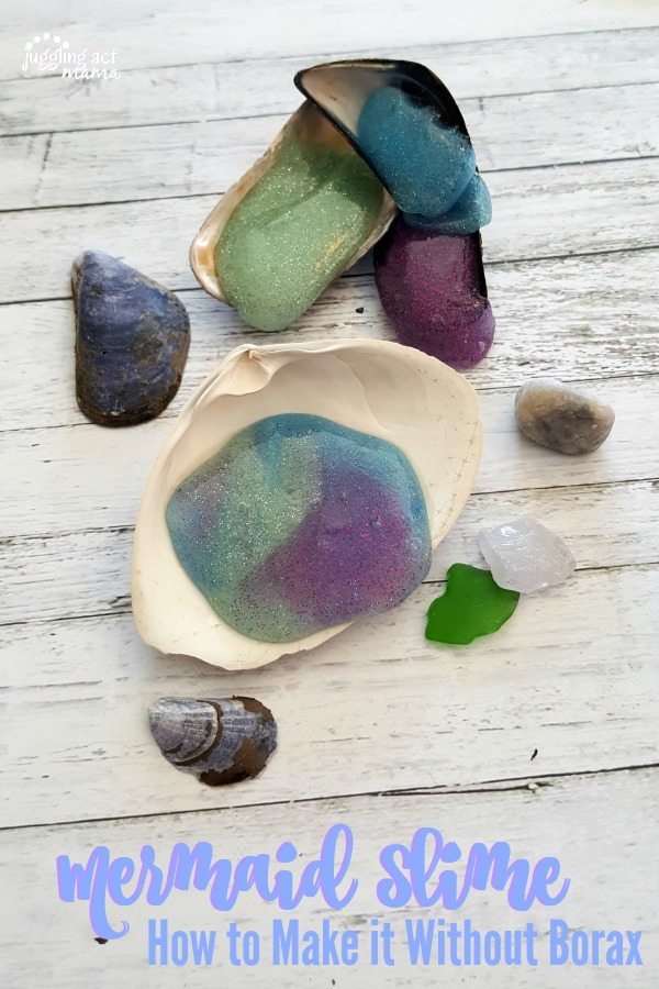 How to Make Mermaid Slime Without Borax #tutorial #mermaid #slime #BoredomBuster - Juggling Act Mama