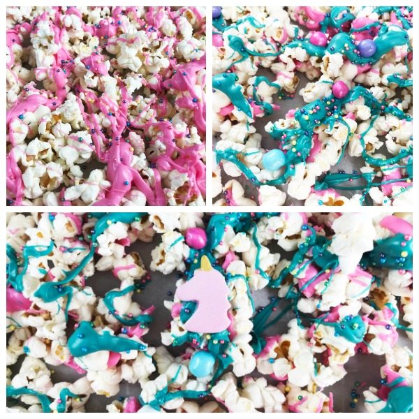 Pink, blue and pink and blue unicorn popcorn